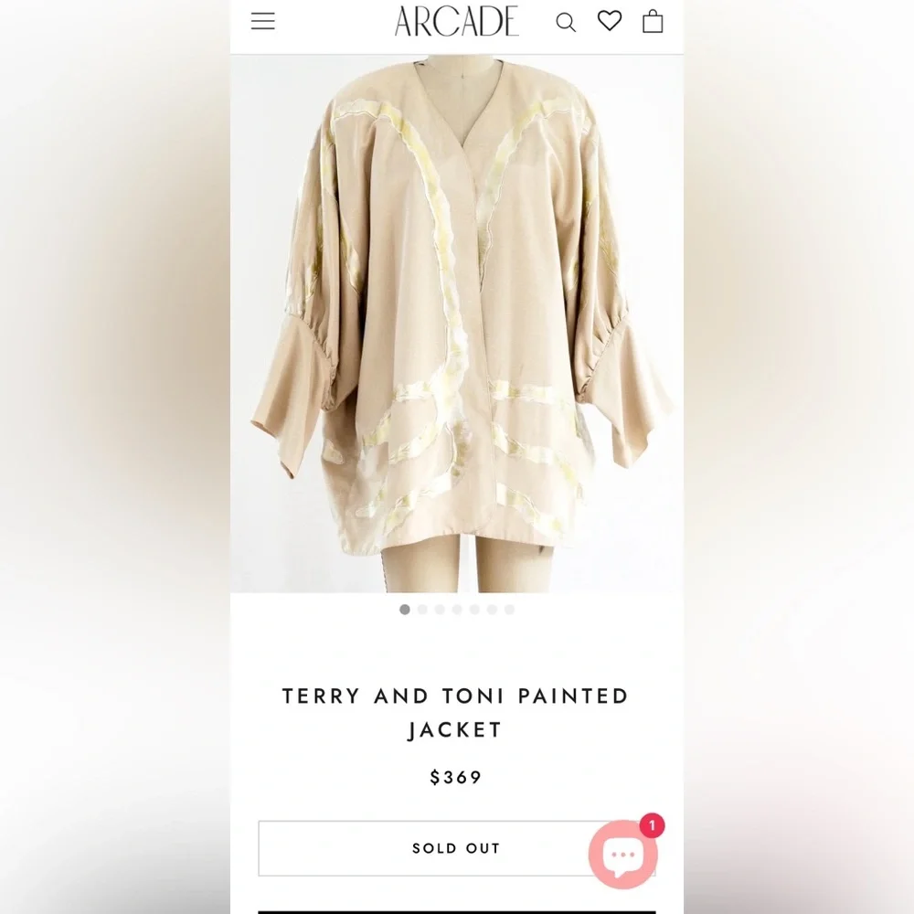 Vtg Terry & Toni 80s Hand-Painted Kimono Jacket Reversible | Artwear Duster OS - Picture 8 of 9